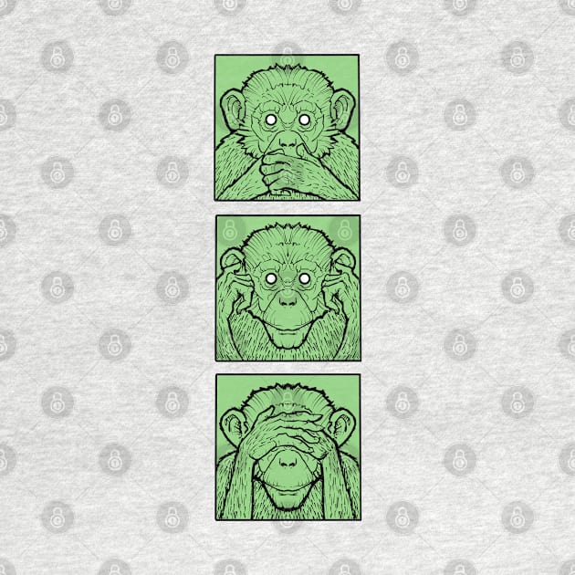 three green wise monkeys by weilertsen